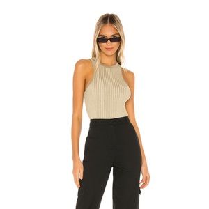 Superdown Sonya Rib Sweater Tank in Gold